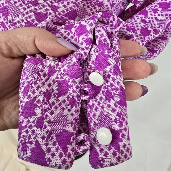 VTG 60's-70's Homemade Floral Geometric Long Sleeve Button Down Dress Sz S - Picture 4 of 14